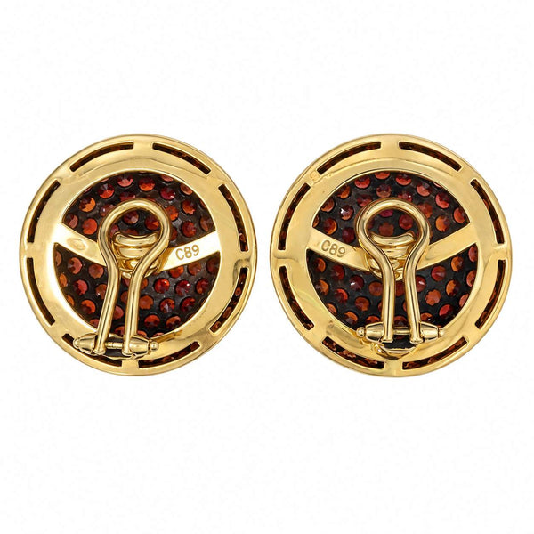 Orange Sapphire Dome Clip-On Earrings