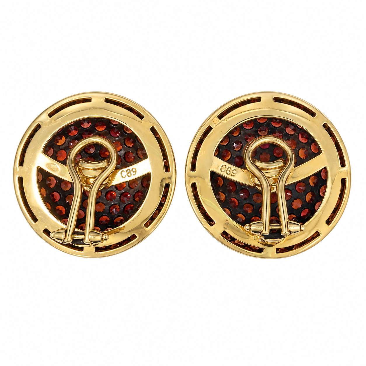 Orange Sapphire Dome Clip-On Earrings