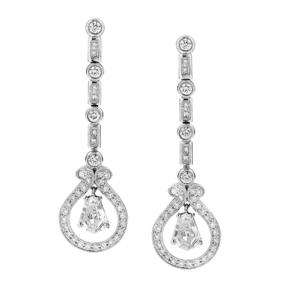 PLATINUM DAUSSI DIAMOND DANGLE EARRINGS Provident Jewelery