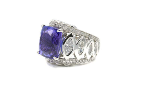 TANZANITE AND DIAMOND RING