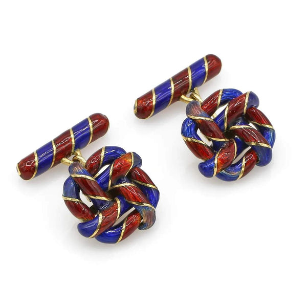 BLUE AND RED ENAMEL CUFFLINKS