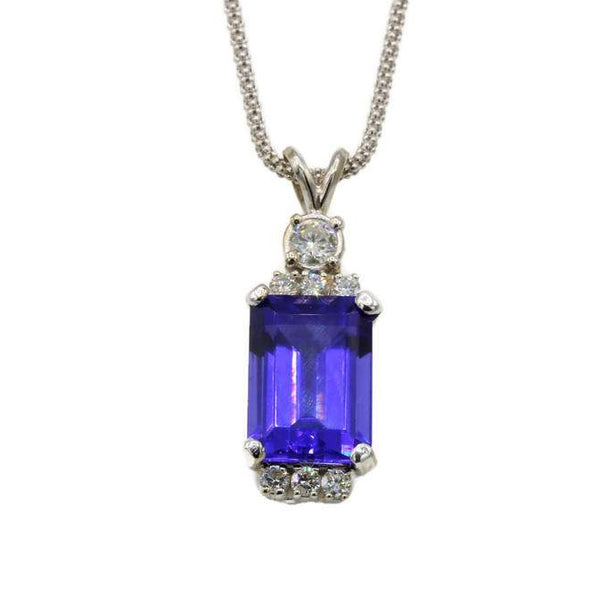 IOLITE AND DIAMOND PENDANT