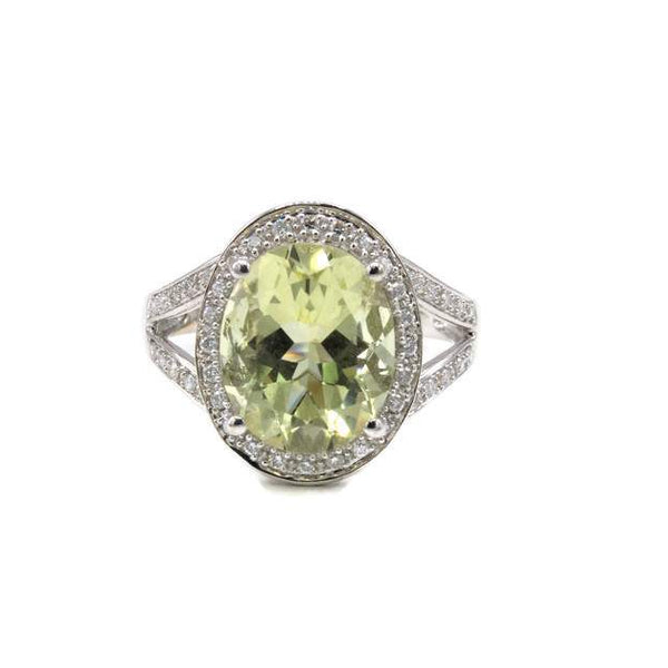 LEMON QUARTZ AND DIAMOND RING