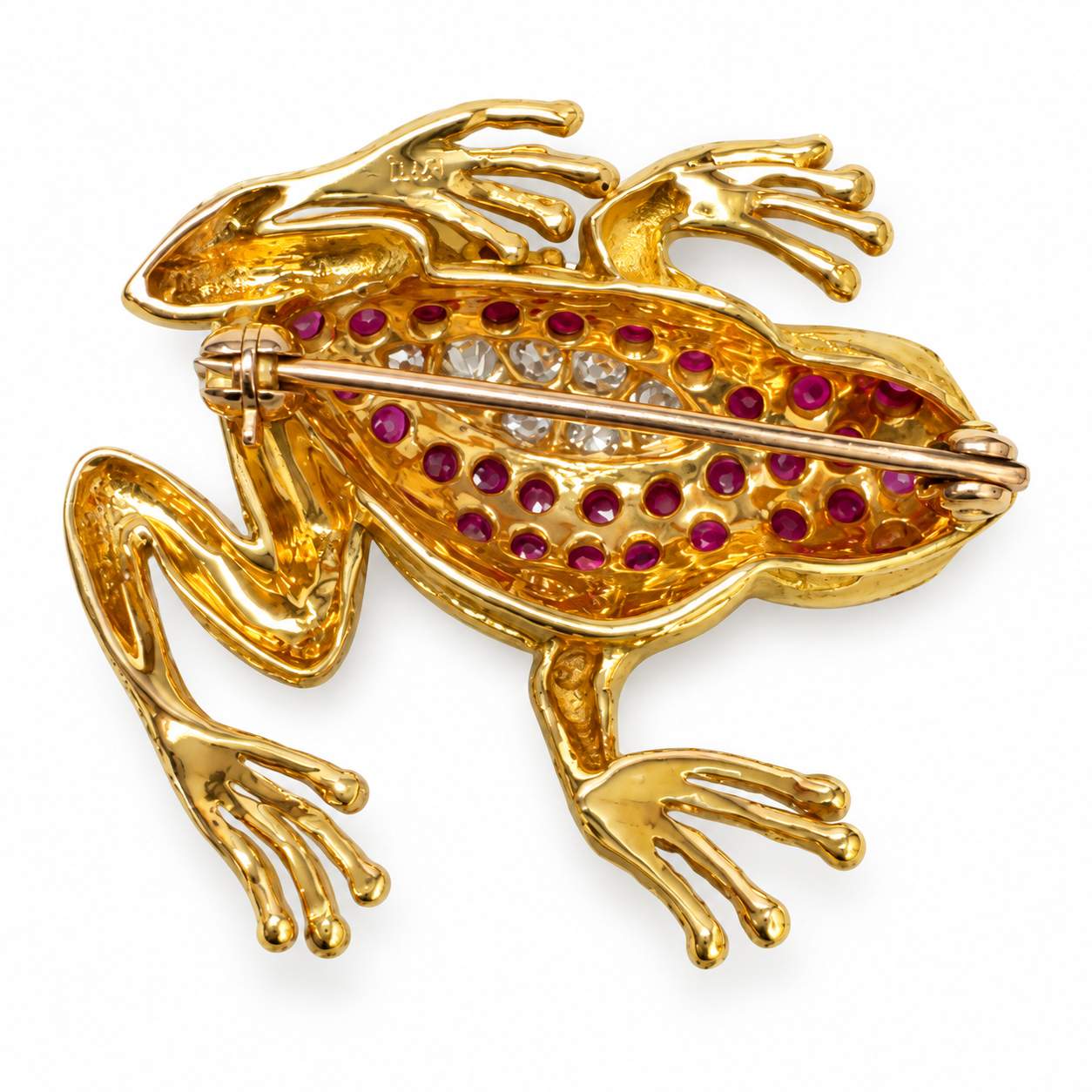 Ruby & Diamond Frog Brooch