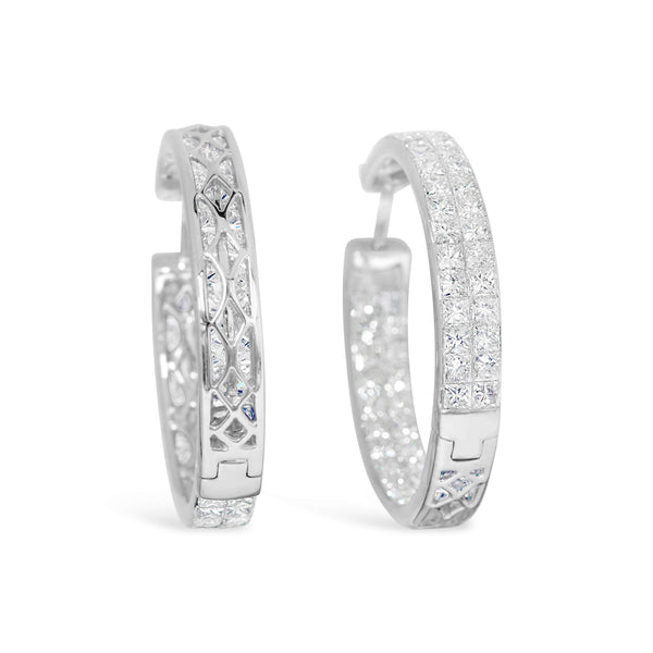 DIAMOND INVISIBLE SET IN AND OUT HOOPS Provident Jewelery