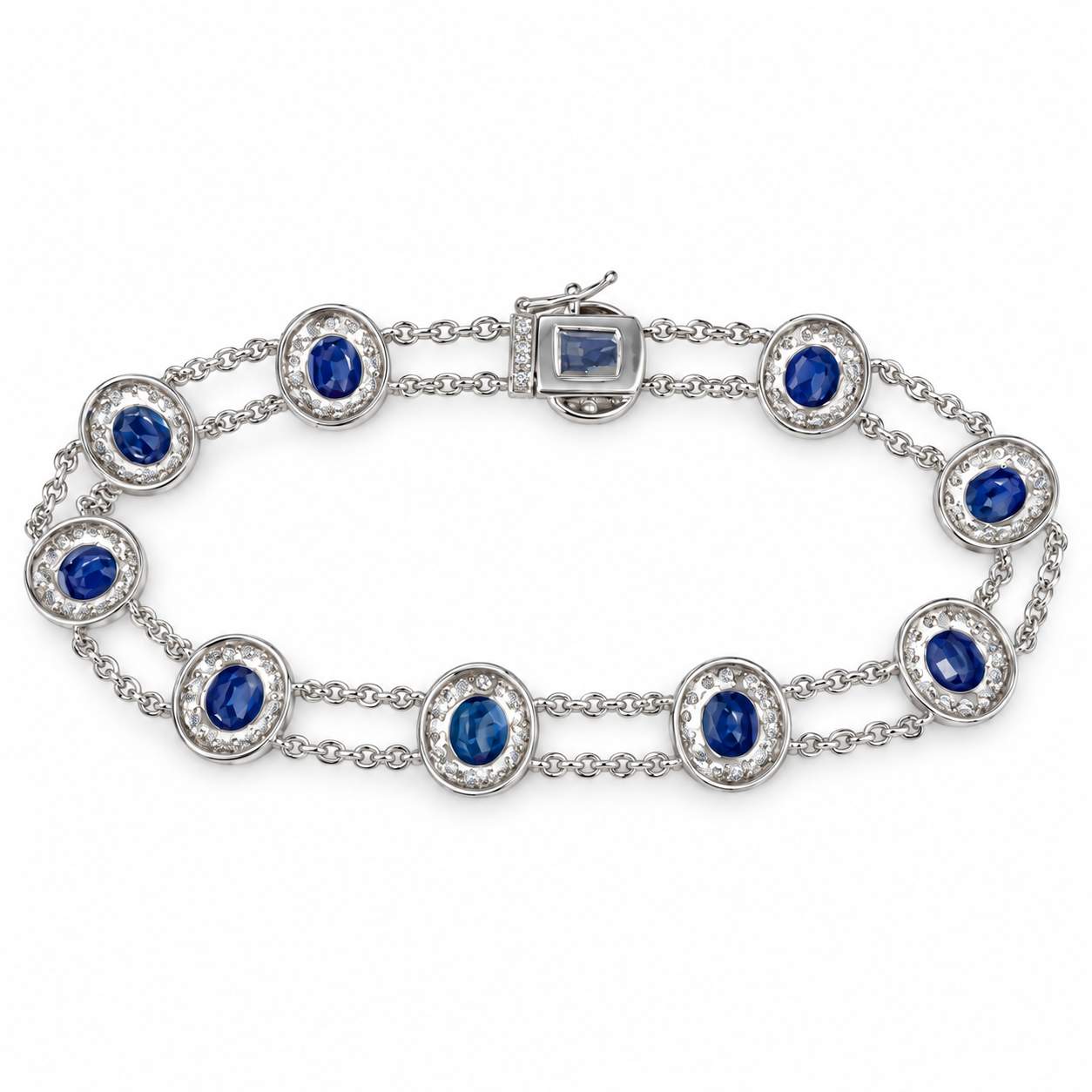 Sapphire and Diamond Double-Row Bracelet