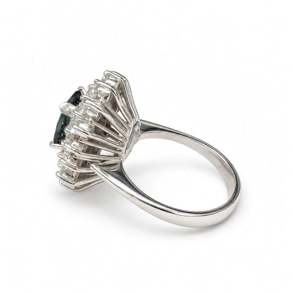 Oval Sapphire and Diamond Halo Ring