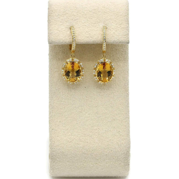 CITRINE AND DIAMOND DROP EARRINGS