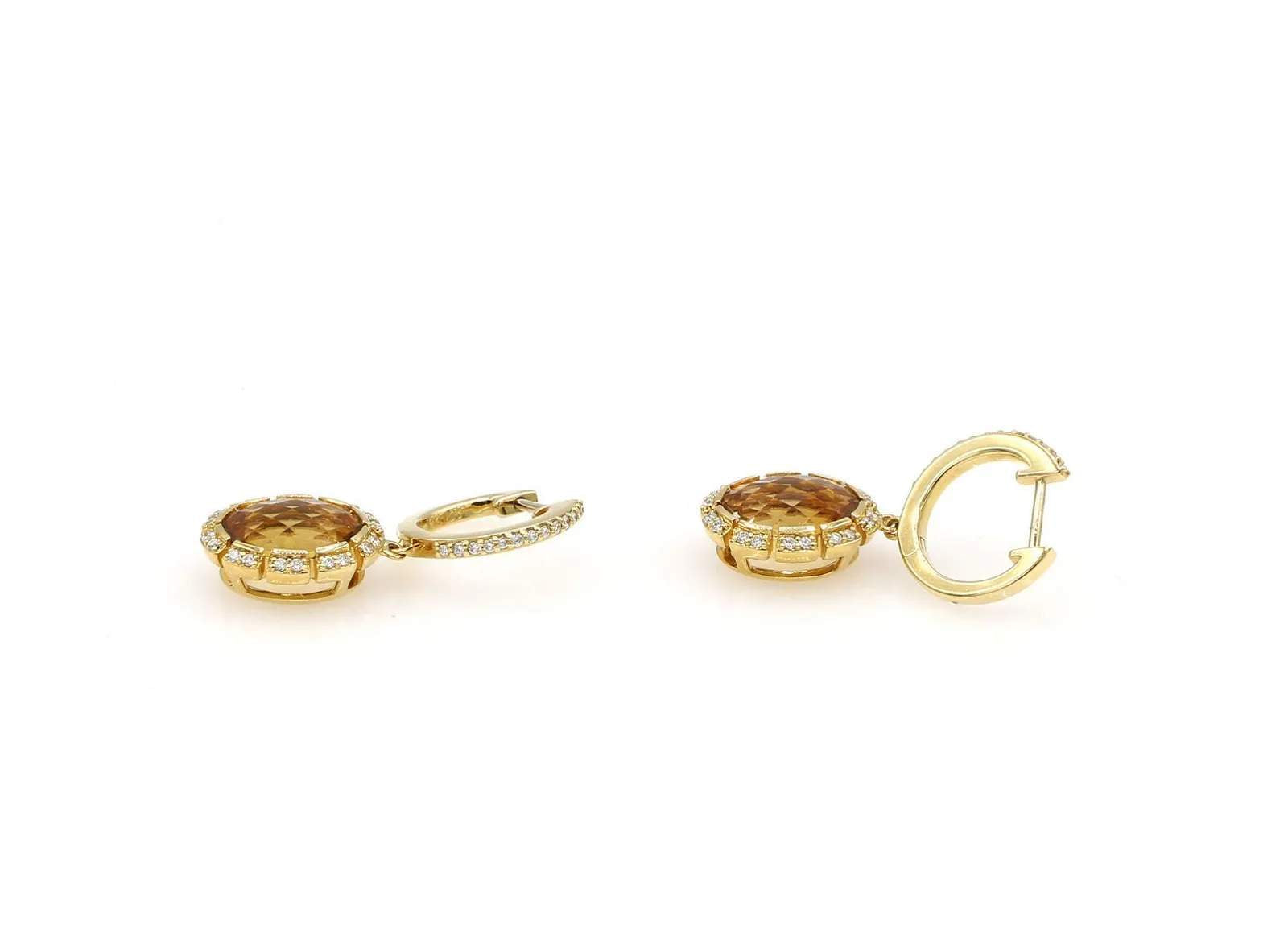 18K Gold Citrine & Diamond Drop Earrings