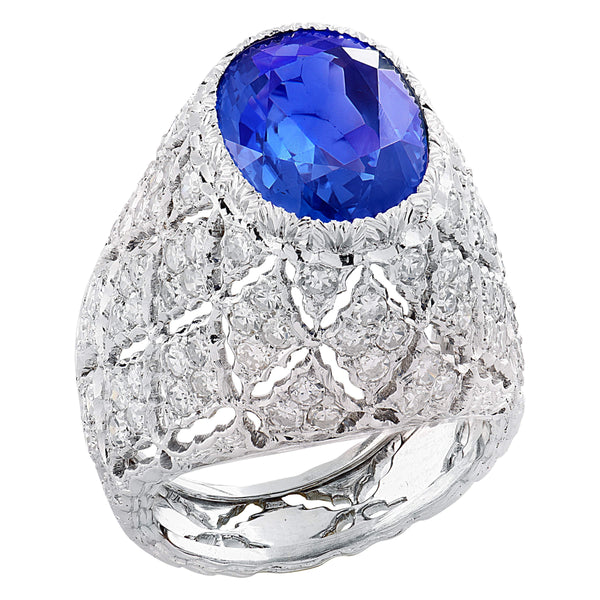 Buccellati 3.89ct Sapphire & Diamond Ring