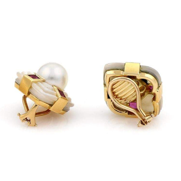 PEARL AND GARNET EARRINGS