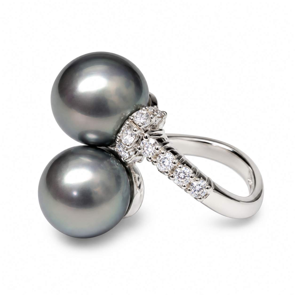 Tahitian Pearl & Diamond Bypass Ring