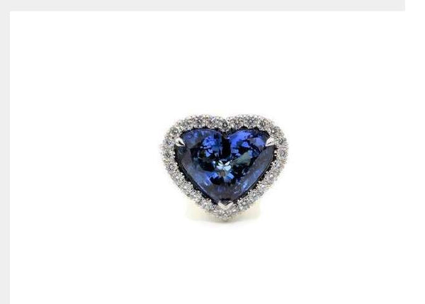 GORGEOUS SAPPHIRE HEART HALO DIAMOND RING