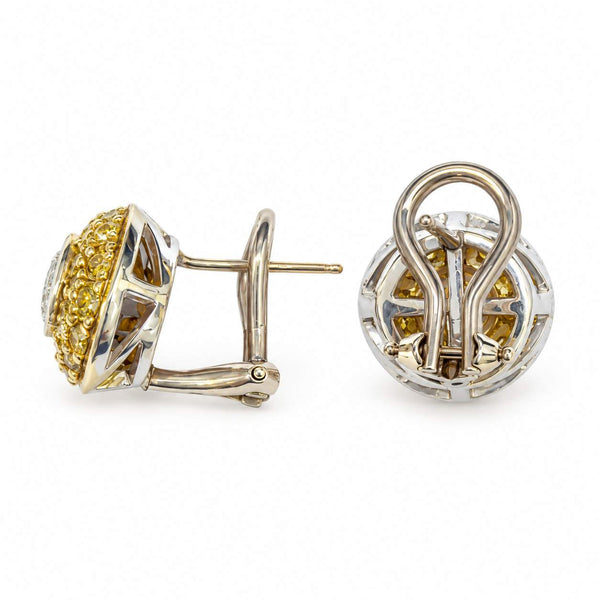 Bezel-Set Diamond & Irradiated Yellow Diamond Stud Earrings