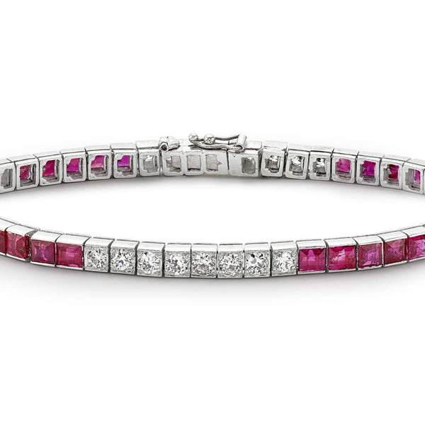 CARTIER RUBY AND DIAMOND ART DECO BRACELET