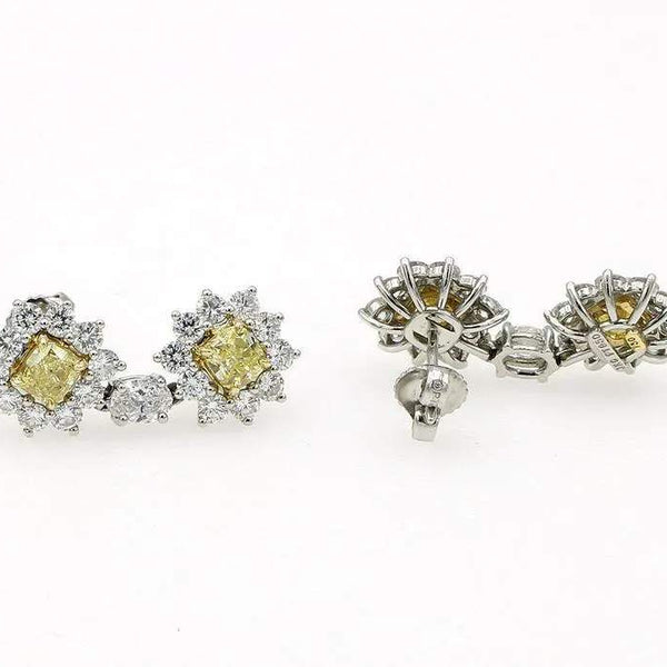BEAUTIFUL YELLOW AND WHITE DIAMOND DROP EARRINGS