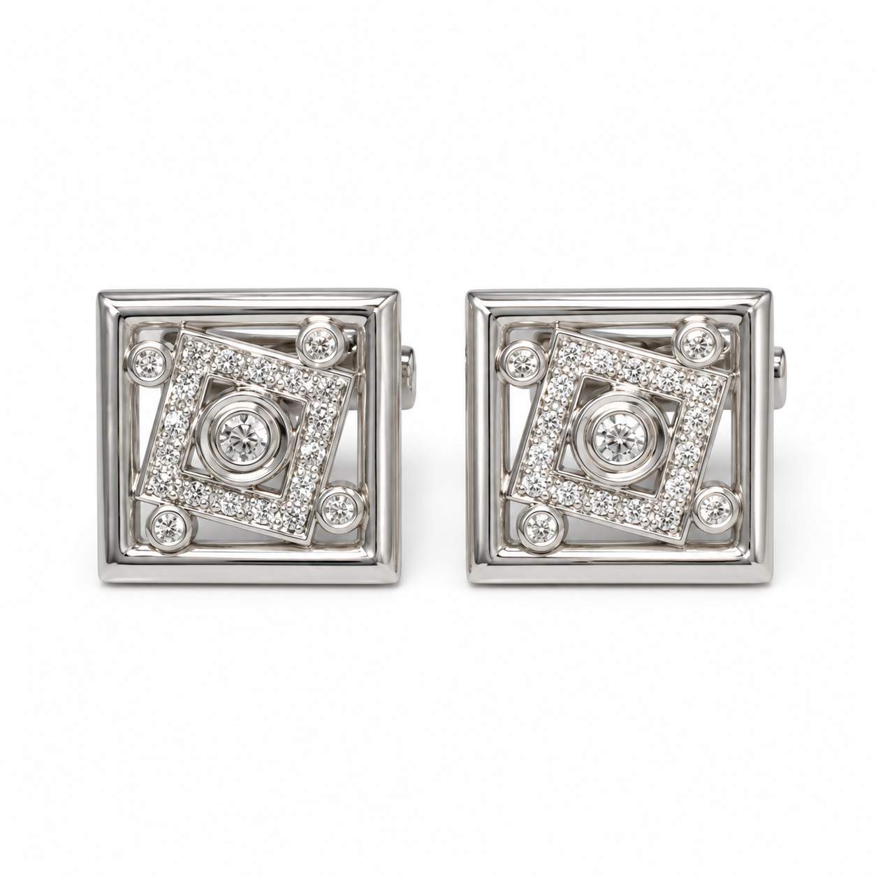 Geometric Diamond Cufflinks