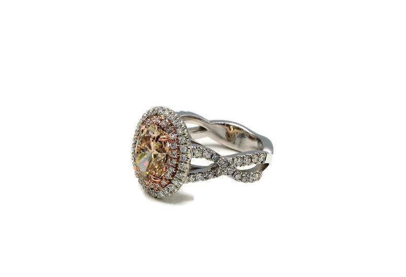 FANCY COLOR OVAL HALO ENGAGEMENT RING
