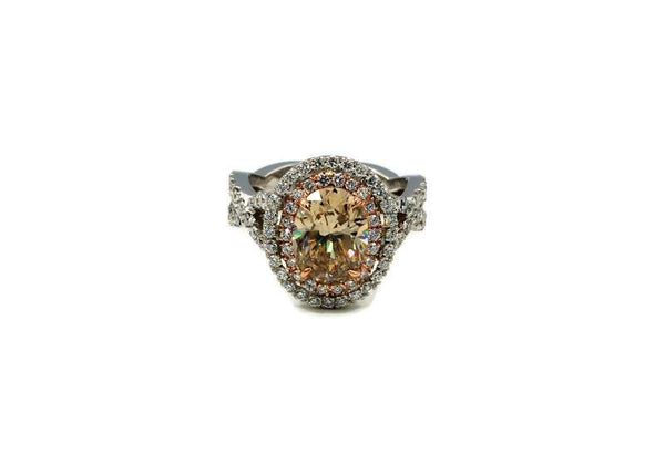 FANCY COLOR OVAL HALO ENGAGEMENT RING Provident Jewelery