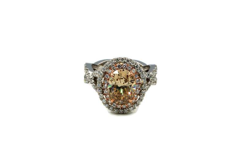 FANCY COLOR OVAL HALO ENGAGEMENT RING