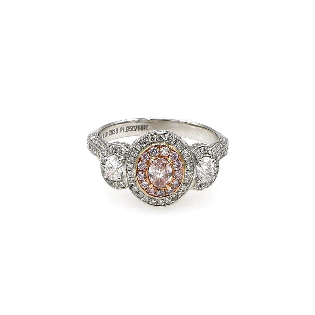 PINK OVAL ARGYLE AND WHITE DIAMOND RING