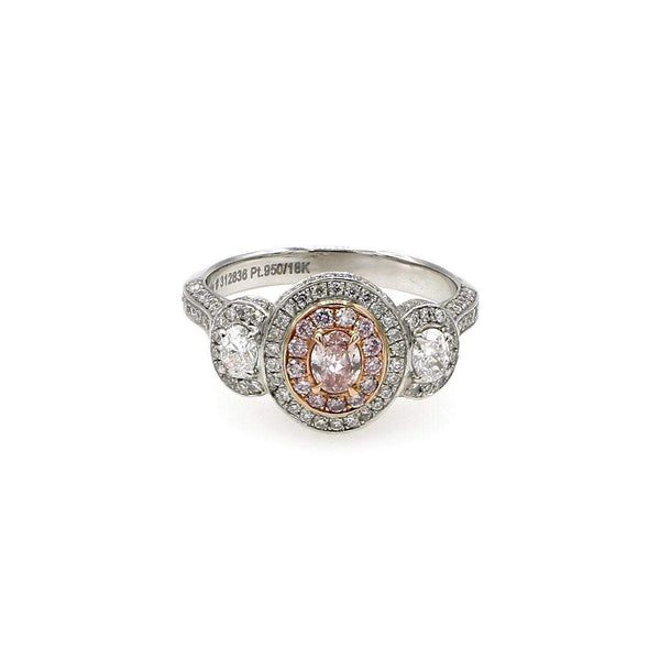 PINK OVAL ARGYLE AND WHITE DIAMOND RING
