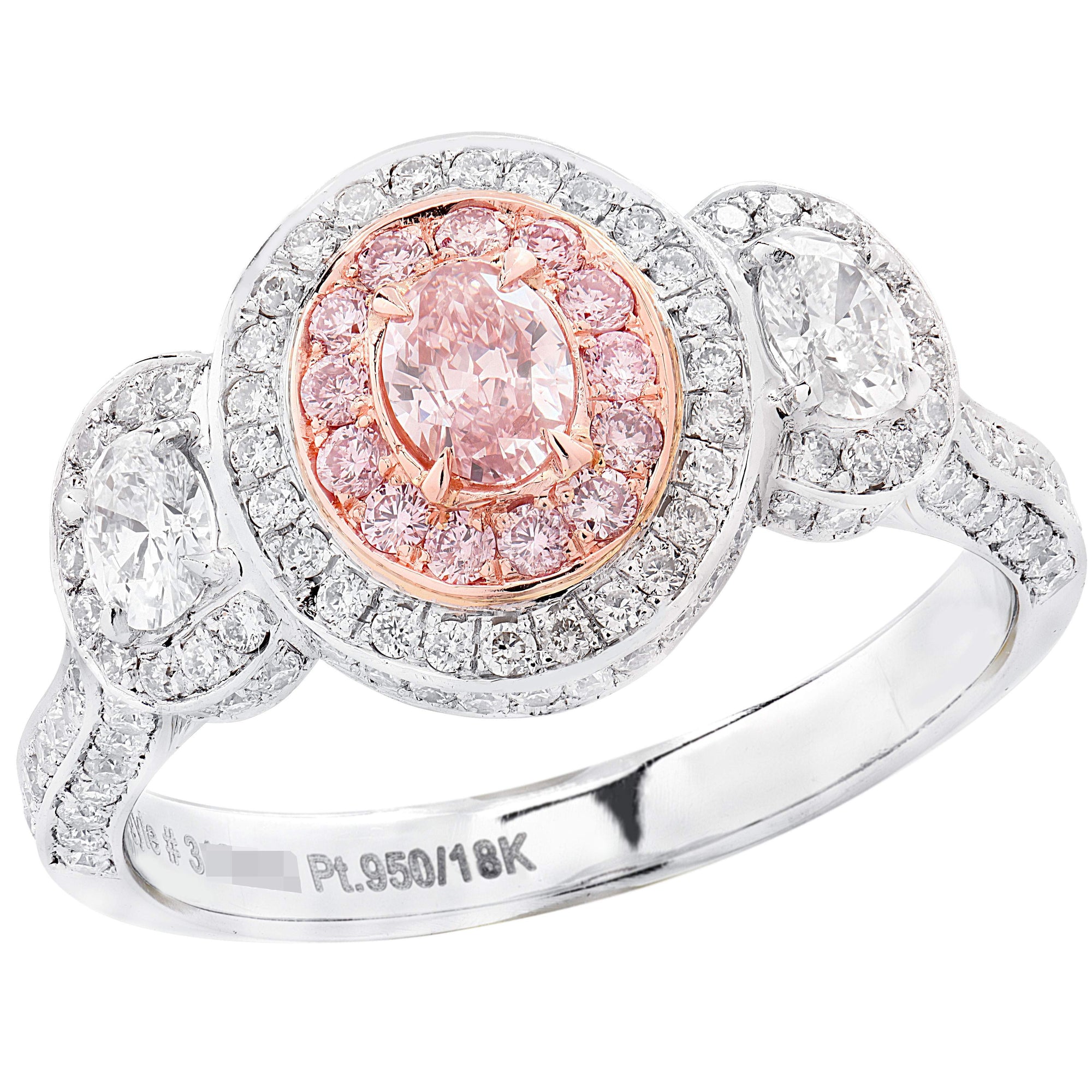 PINK OVAL ARGYLE AND WHITE DIAMOND RING