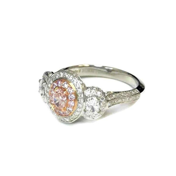 PINK OVAL ARGYLE AND WHITE DIAMOND RING