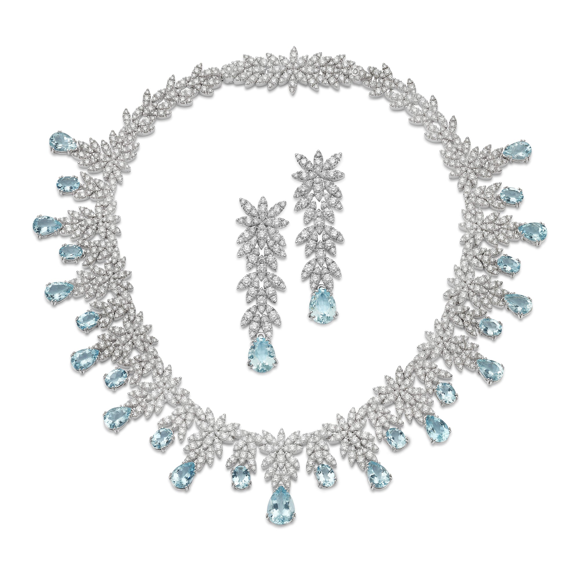 PASQUALE BRUNI AQUAMARINE AND DIAMOND SET