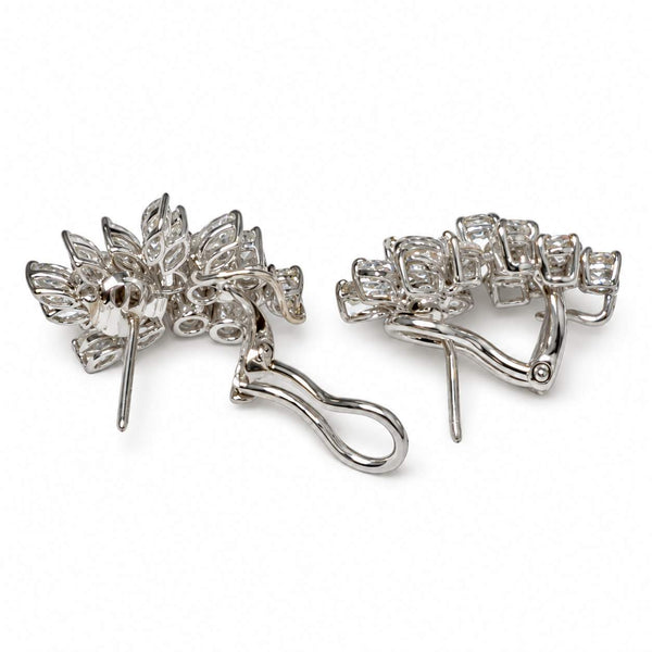 Marquise & Round Diamond Cluster Earrings