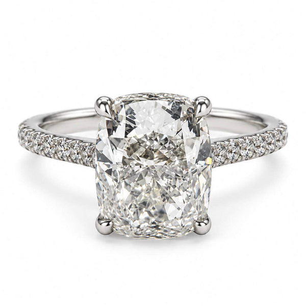 GIA Certified 3.01 Carat Elongated Cushion Cut Diamond Engagement Ring