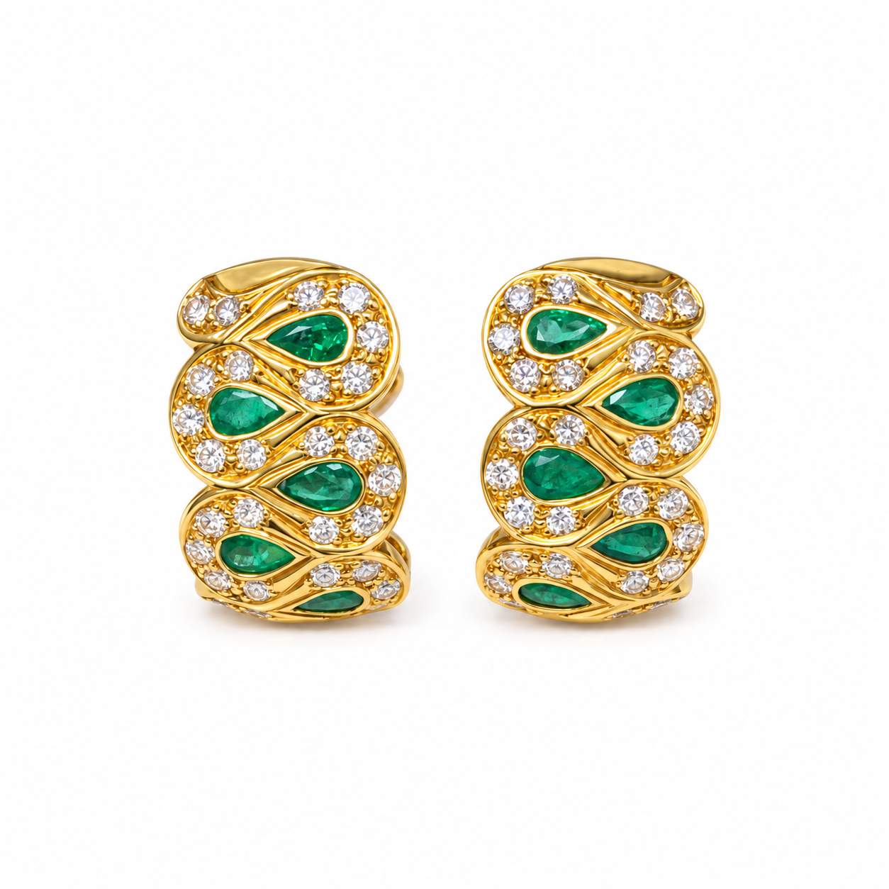 Emerald & Diamond Hoop Earrings