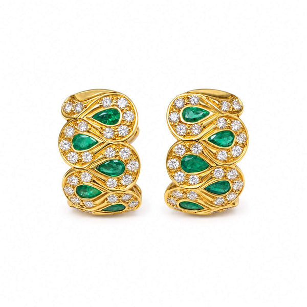 Emerald & Diamond Hoop Earrings