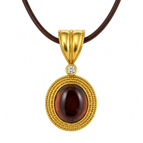 Spessartite Garnet and Diamond Pendant