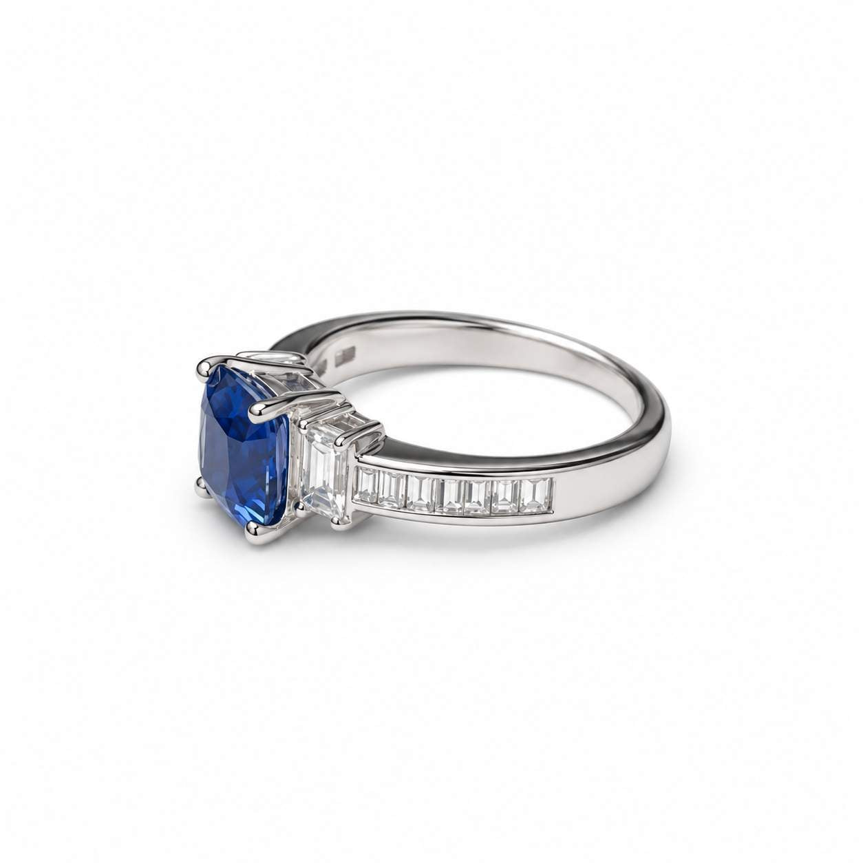Sapphire and Baguette Diamond Ring