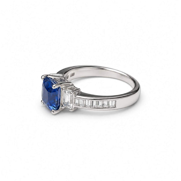 Sapphire and Baguette Diamond Ring