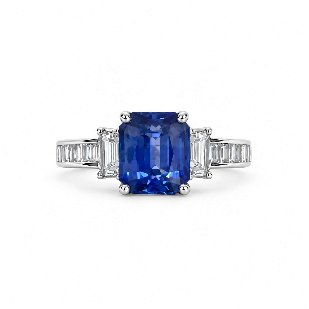Sapphire and Baguette Diamond Ring