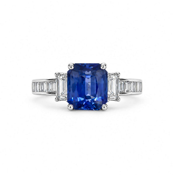 Sapphire and Baguette Diamond Ring