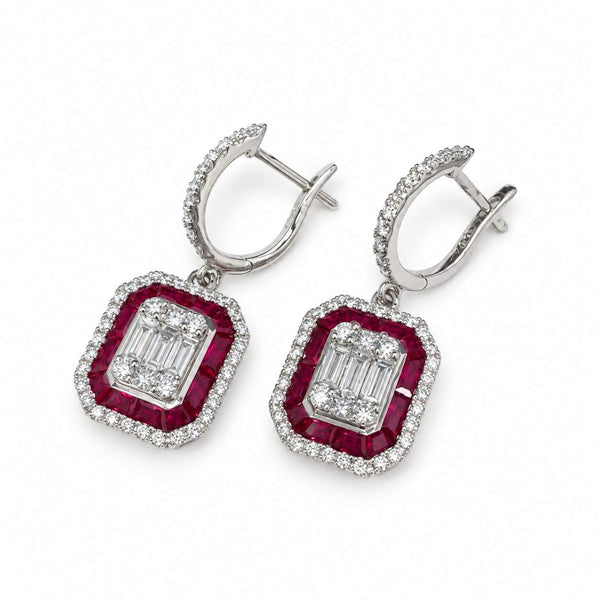 Ruby & Diamond Drop Earrings
