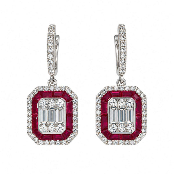 Ruby & Diamond Drop Earrings