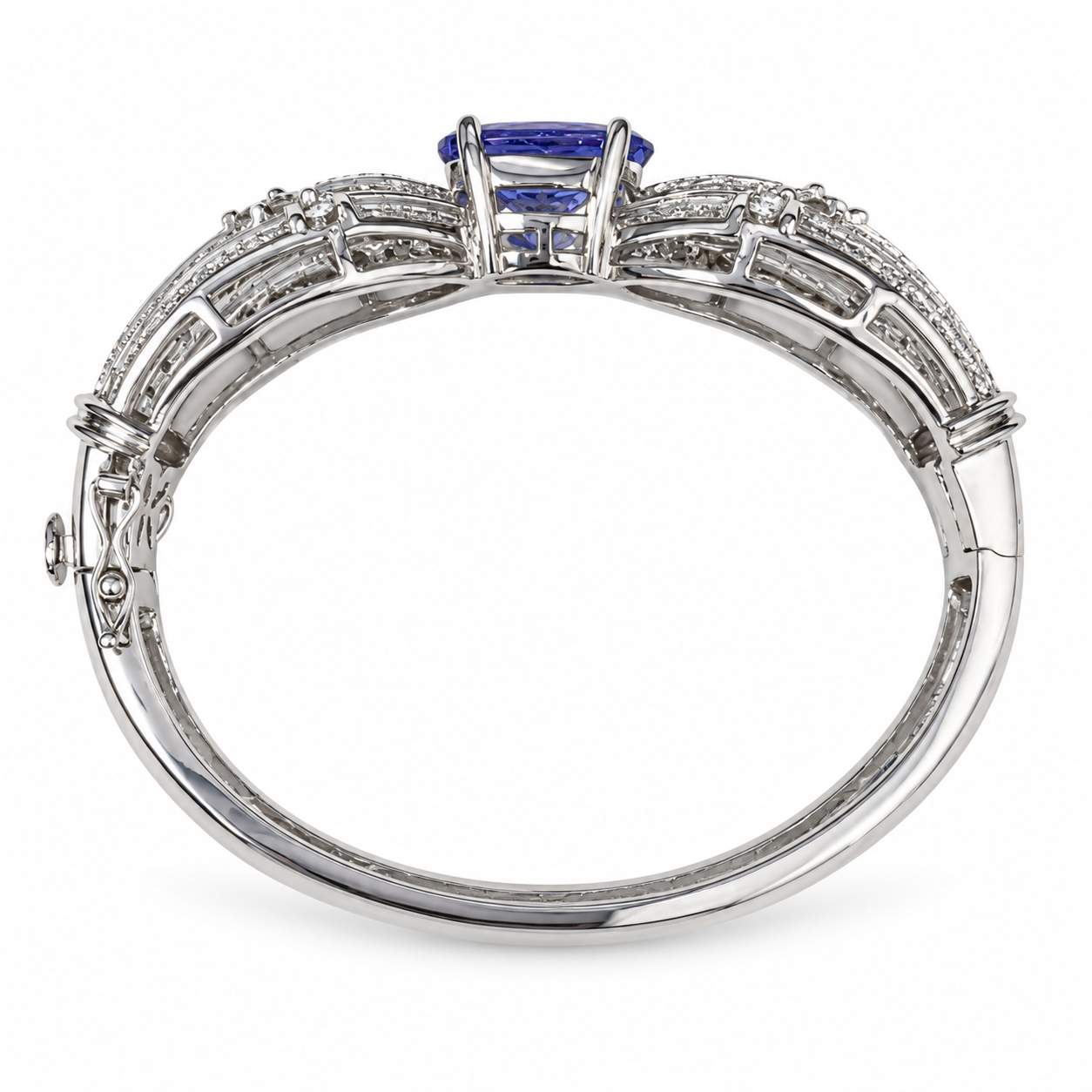 Tanzanite & Diamond Hinged Bangle
