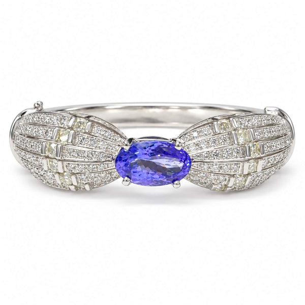 Tanzanite & Diamond Hinged Bangle