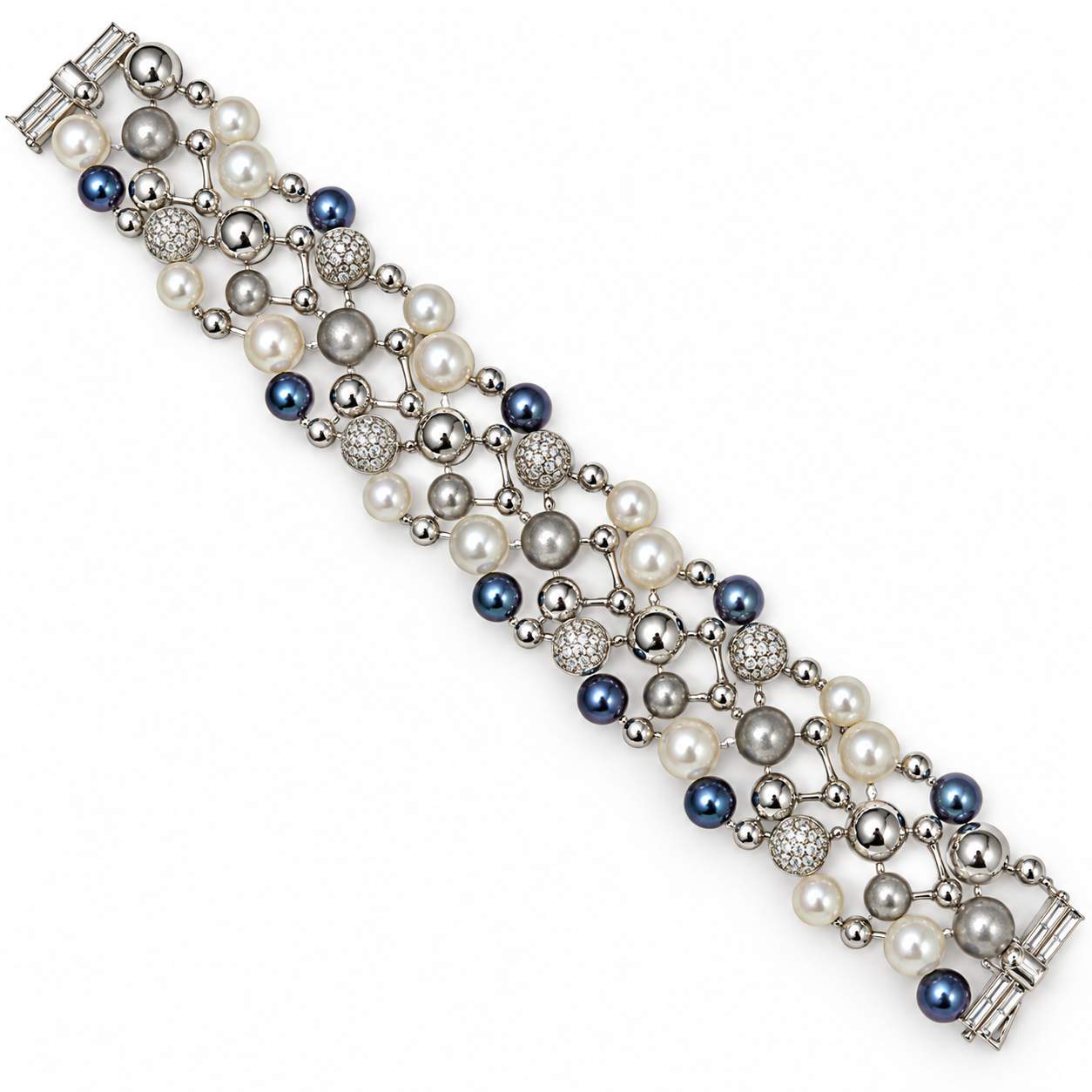 Grey & White Pearl Diamond Bracelet