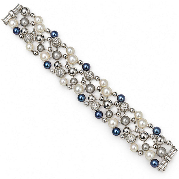 Grey & White Pearl Diamond Bracelet