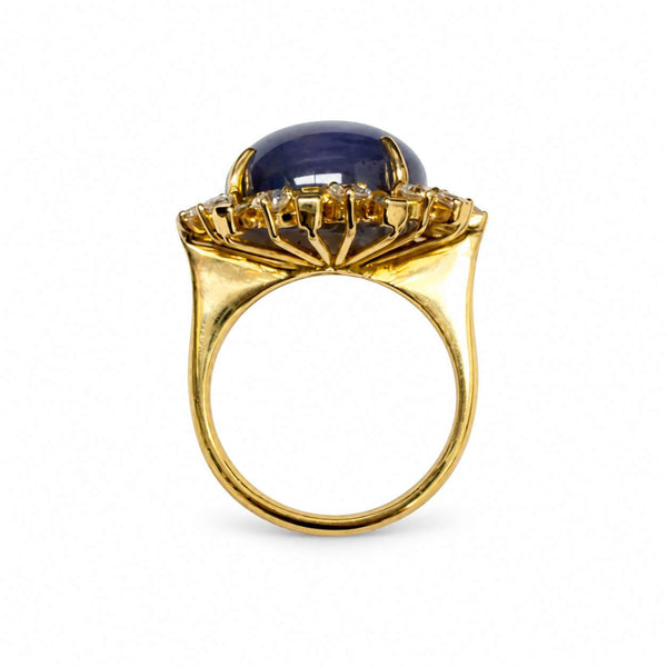 Blue-Gray Star Sapphire and Diamond Ring