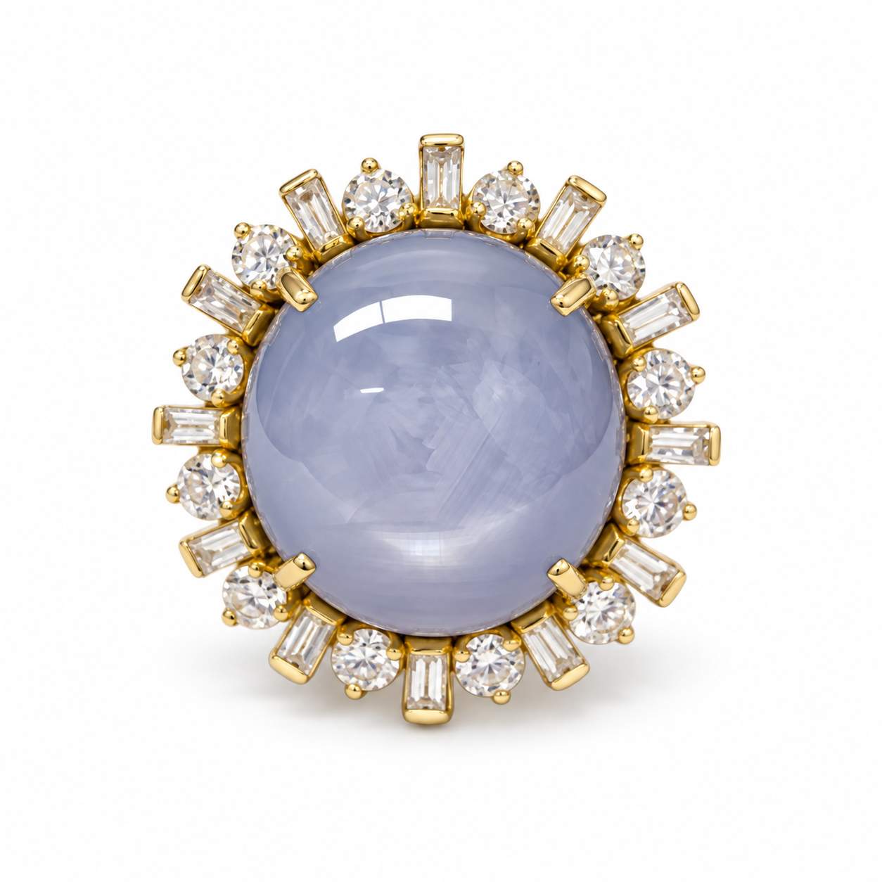 Blue-Gray Star Sapphire and Diamond Ring