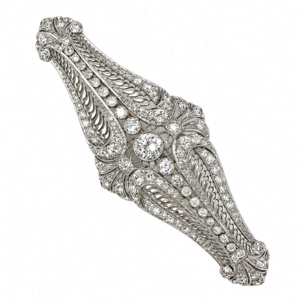 Art Deco Diamond Filigree Brooch