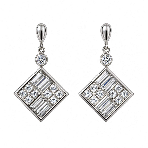 18K White Gold Diamond Drop Earrings