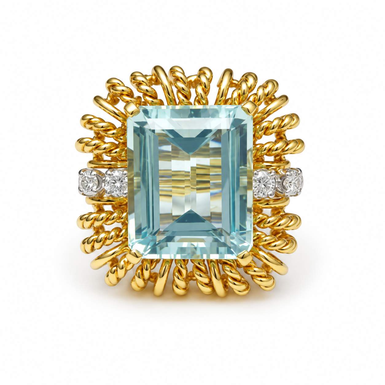 Vintage  Aquamarine & Diamond Statement Ring