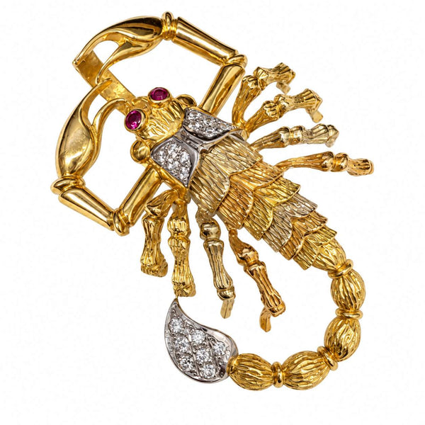 18K Tricolor Gold Scorpion Charm